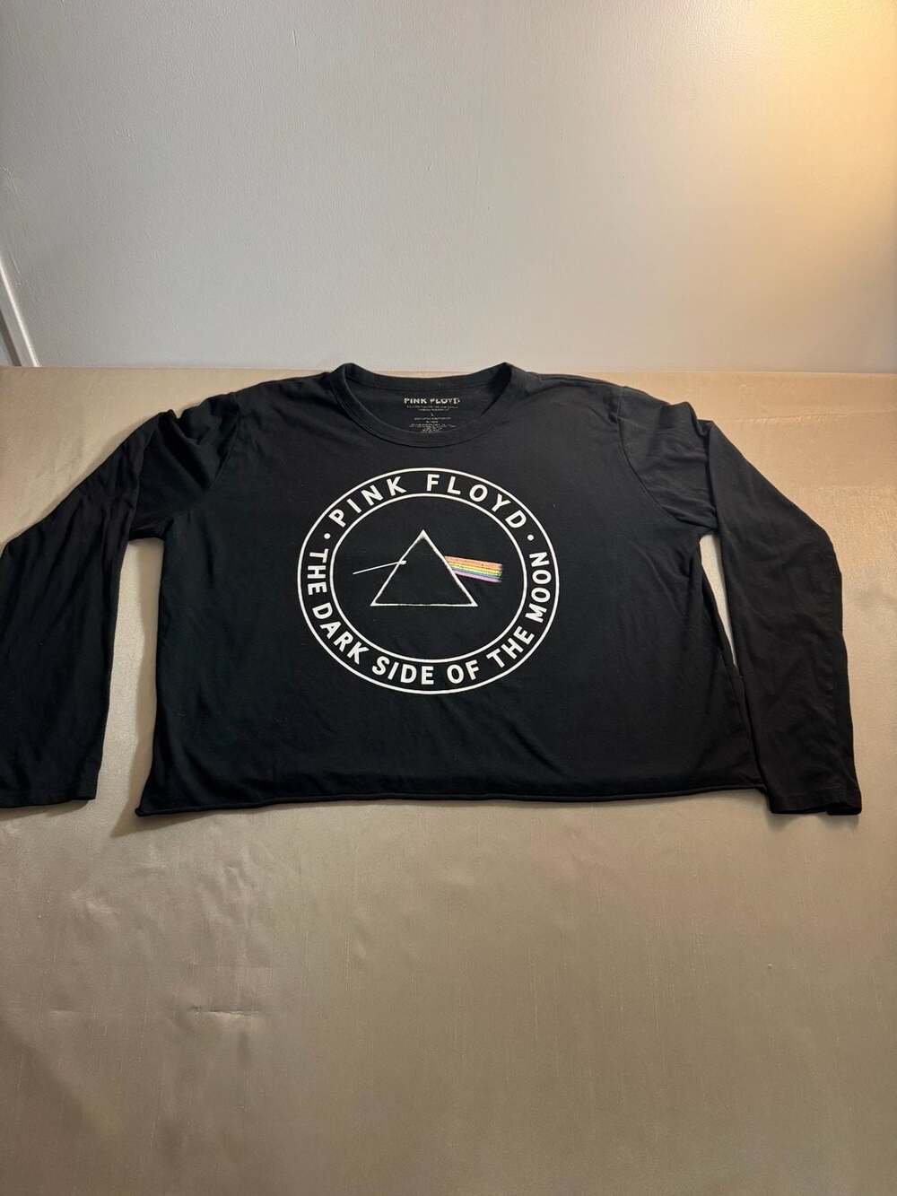Pink Floyd The Dark Side of the Moon Women's Long Sleeve Cropped T-Shirt Black S